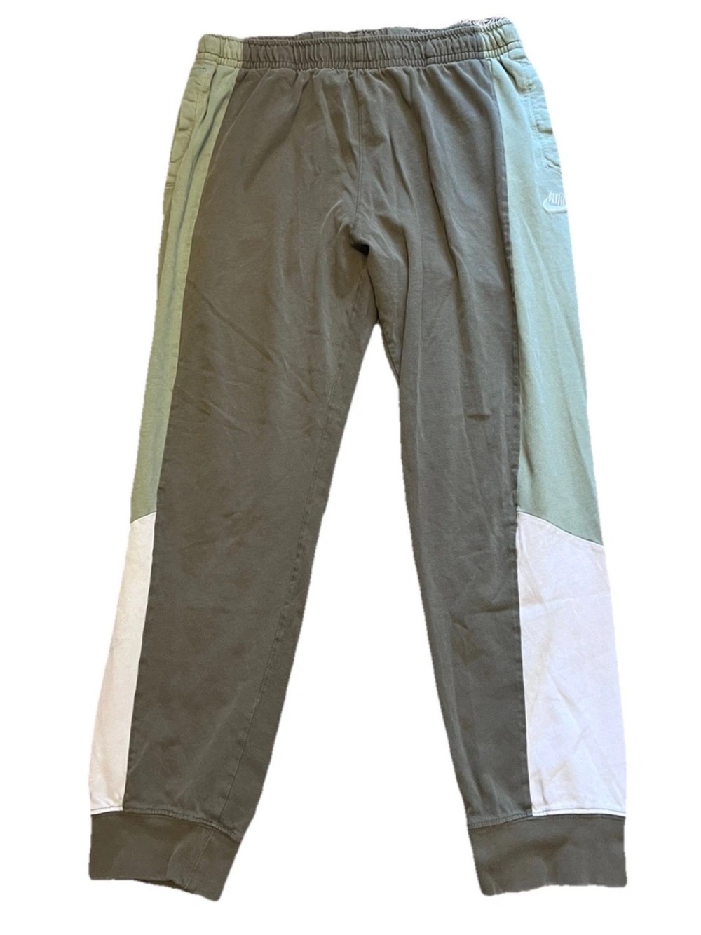Nike Swoosh Green Colorblock Knit Joggers Mens Large Workout Gym Running Y2K